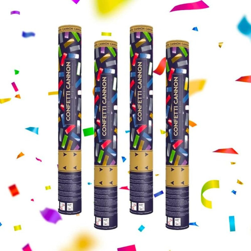 Multicolor Confetti Cannon Rectangle 40 cm - Set of 4