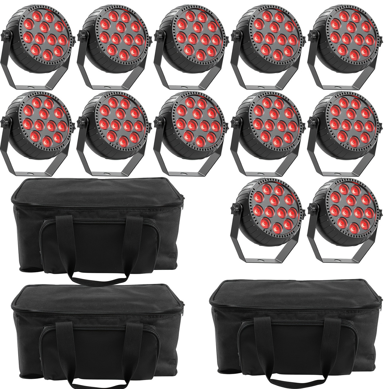 Lot de 12 mini projecteurs PAR LED RGB sans fil 96W