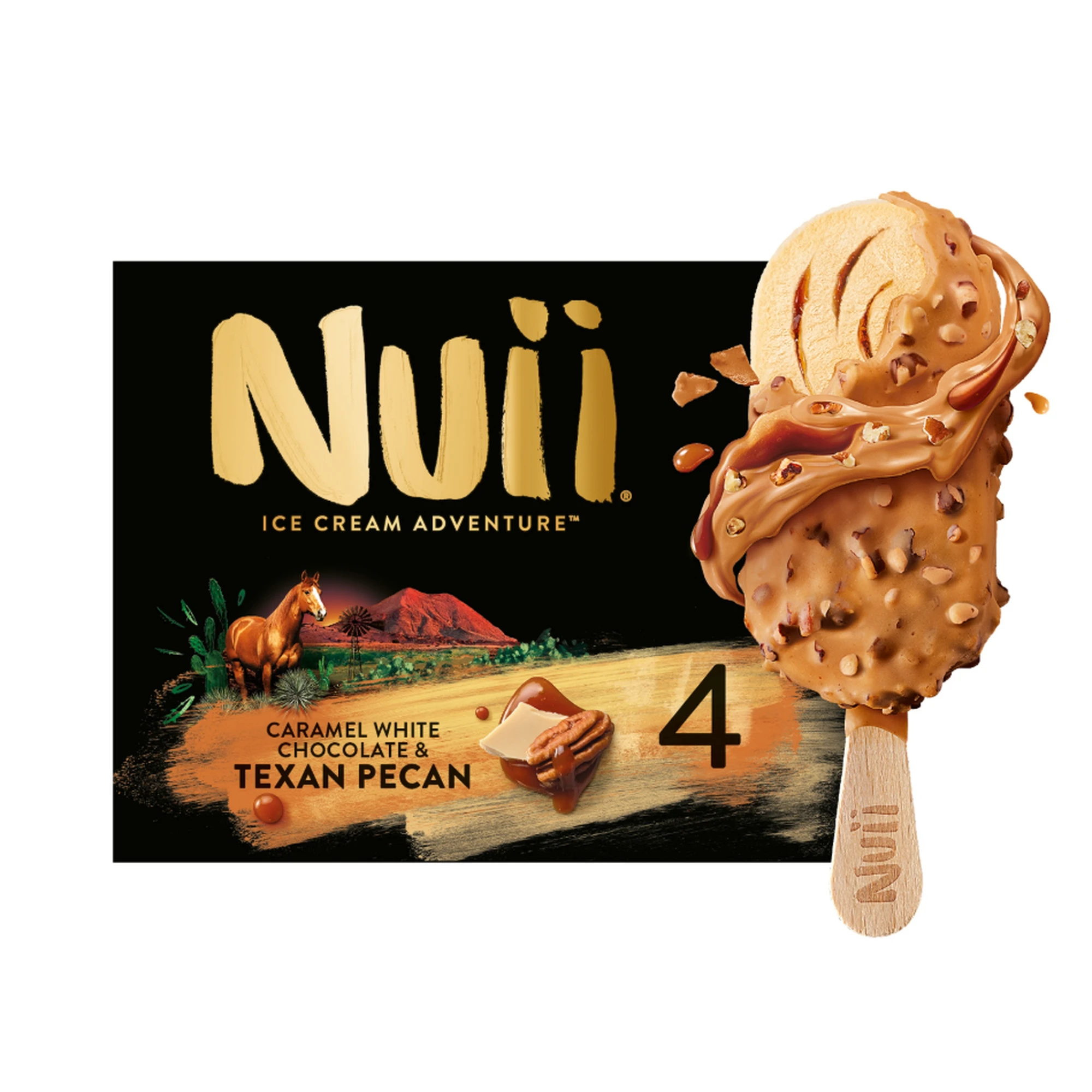 NUII Barras de Helado Chocolate Blanco Caramelo Nuez Pecana - 4x66g