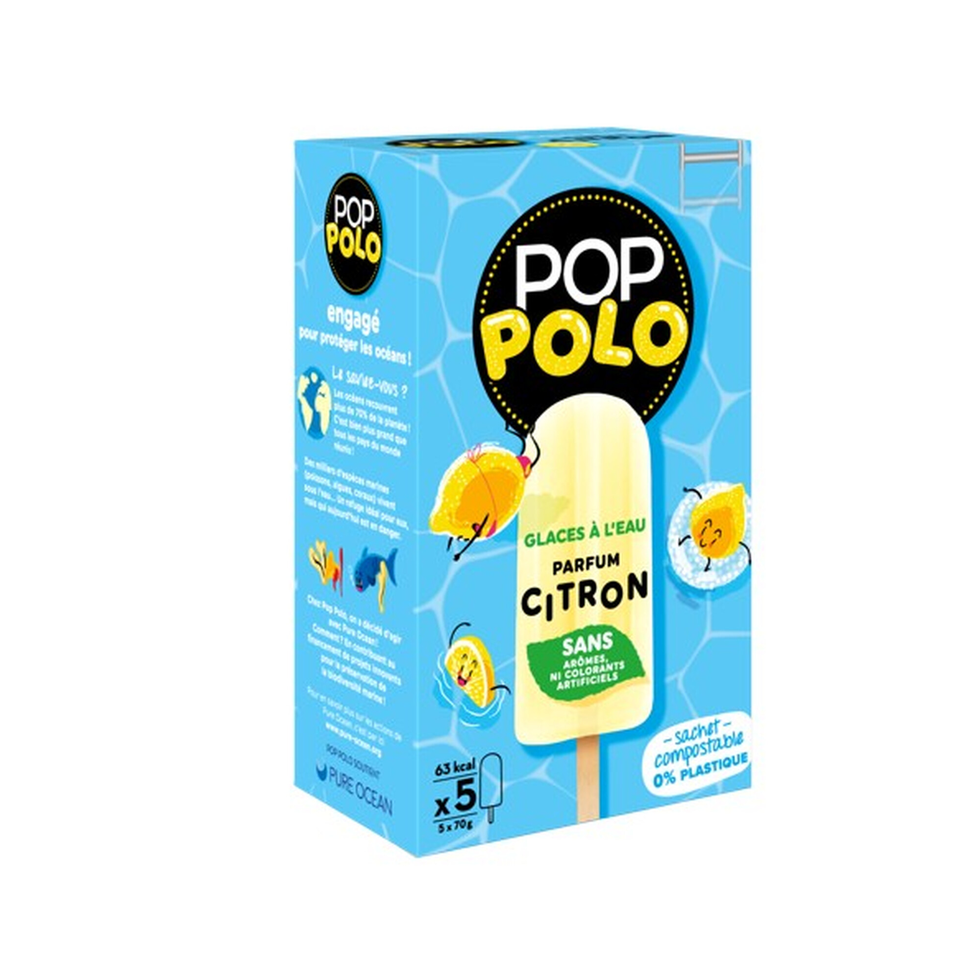 Pop-Polo Polos de hielo sabor limón - 350 g / 5 piezas