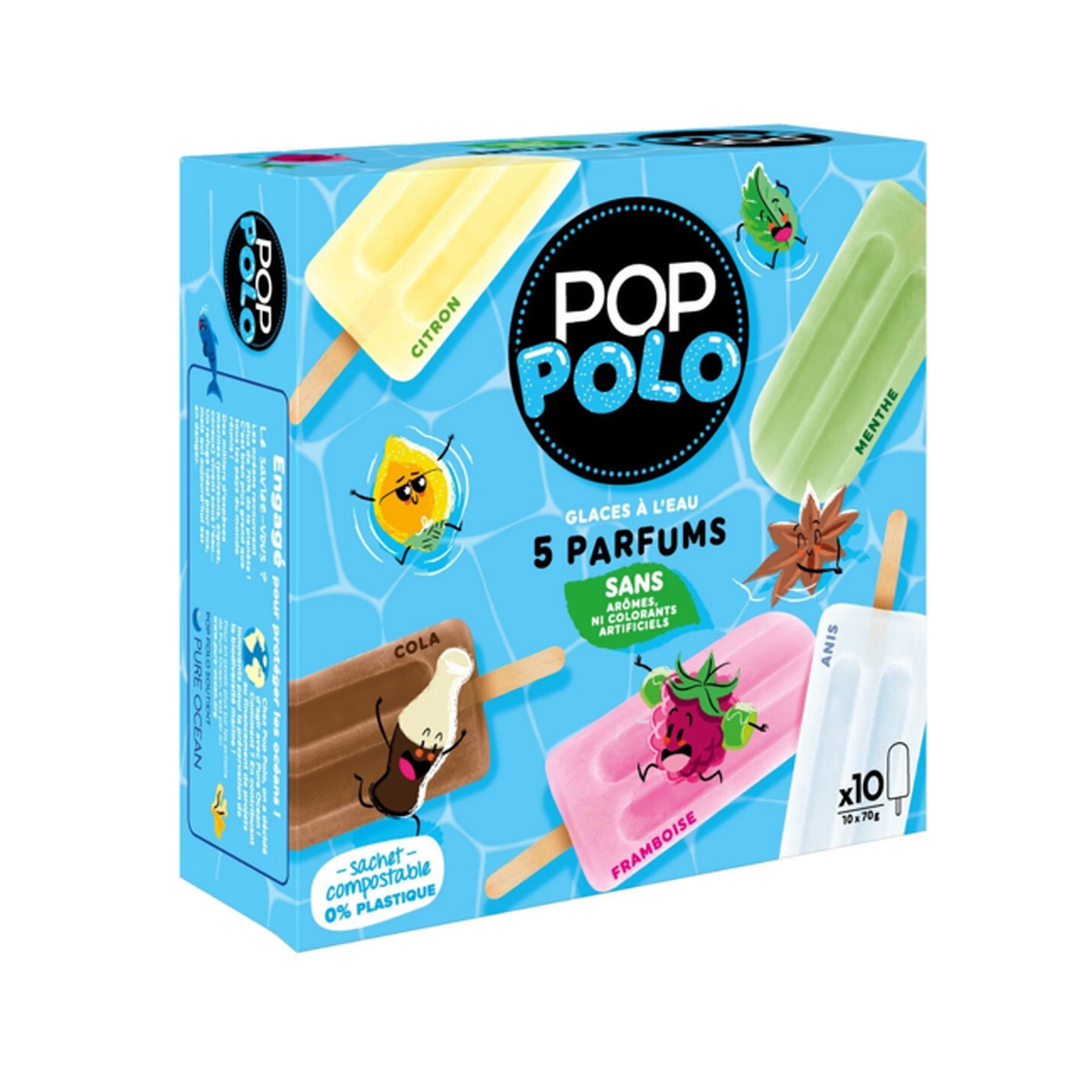 POP POLO Water Ice 5 Flavours - 700 g / 10 pieces